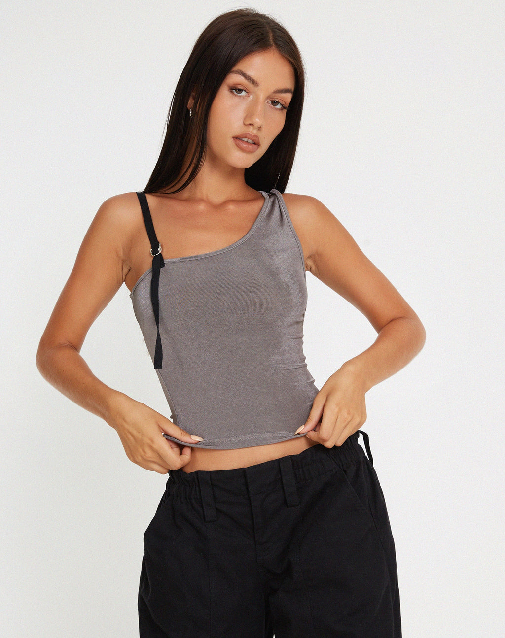 Top monospalla Eltica in grigio