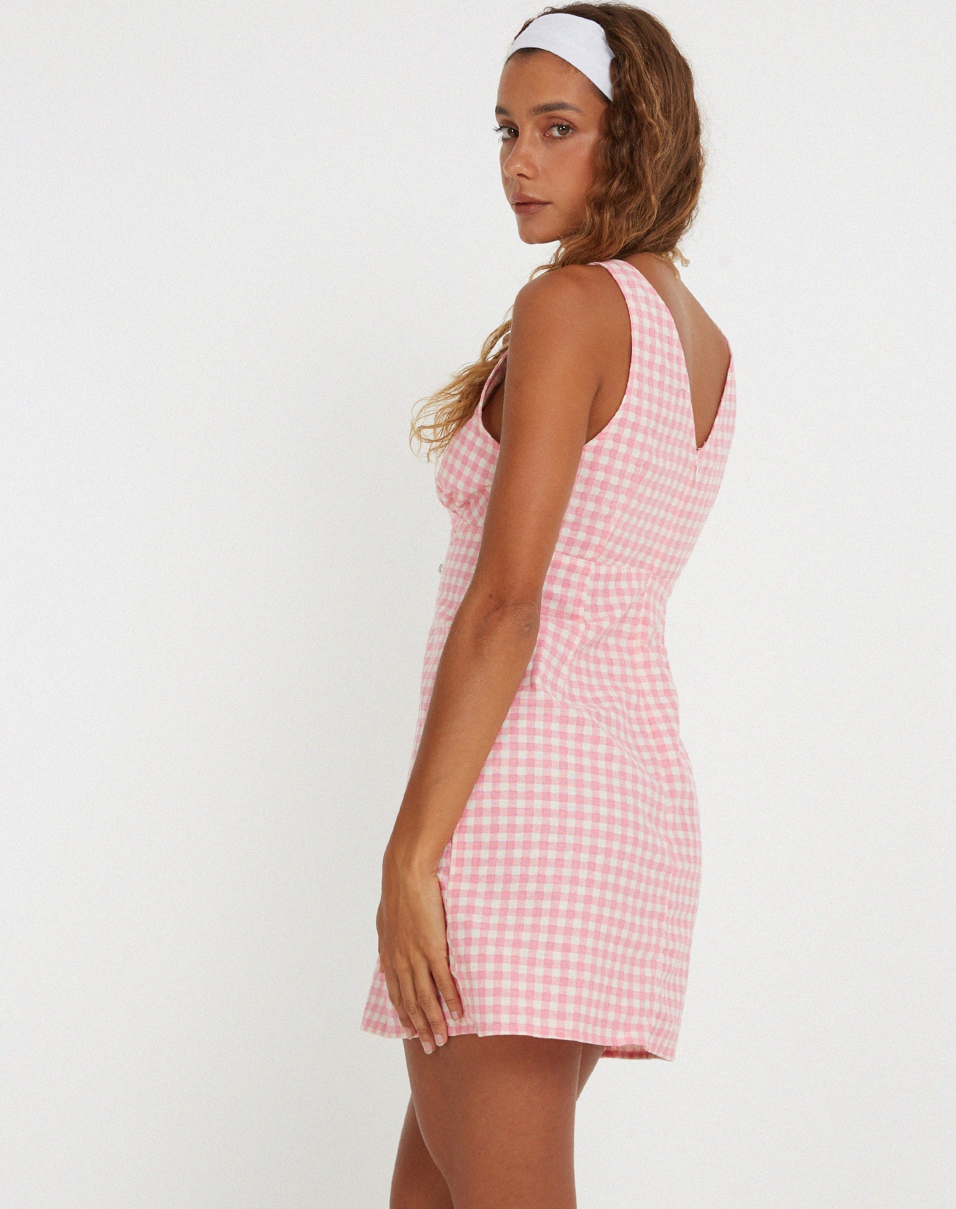 immagine di Eluned Mini Dress in Gingham Rosa