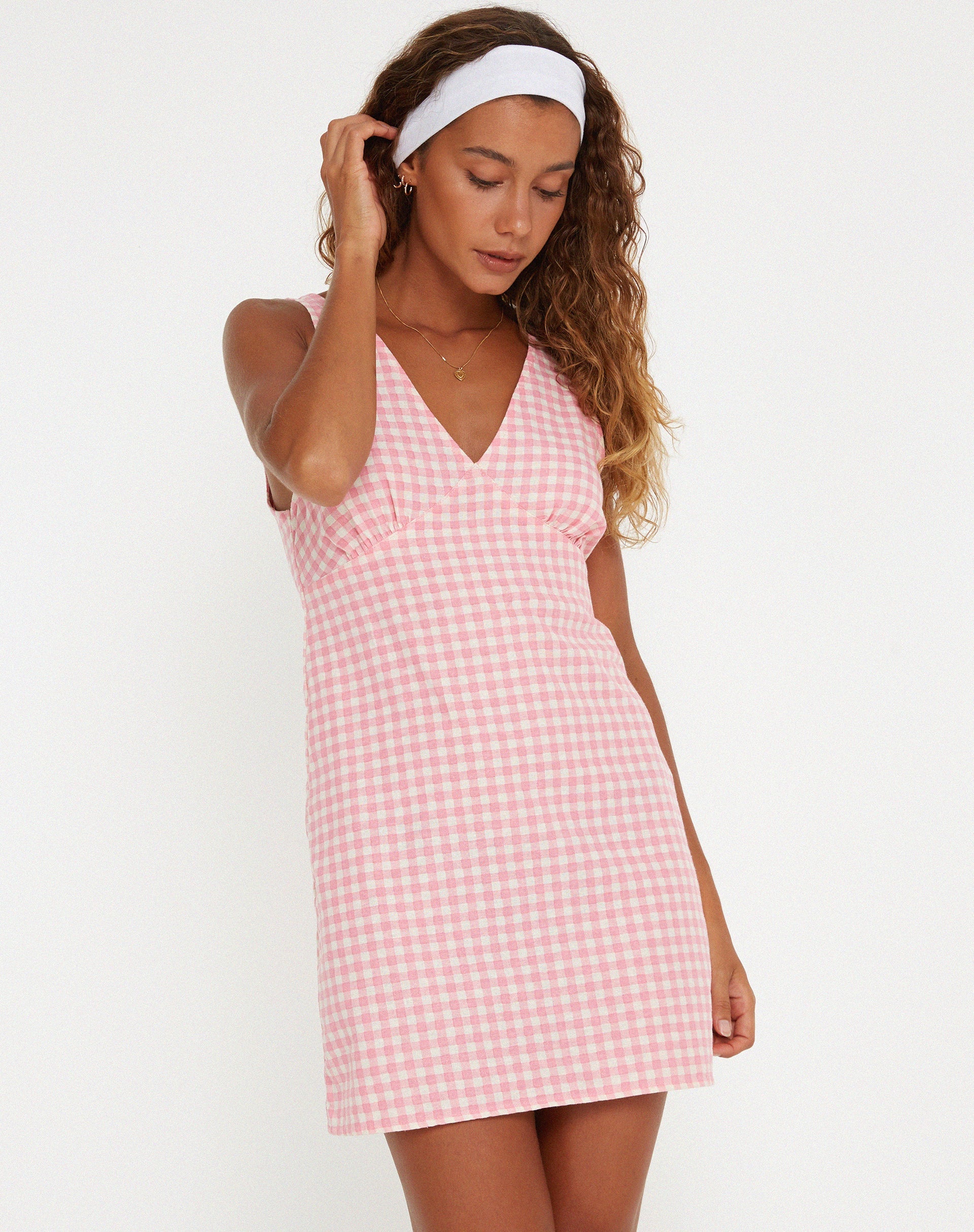 immagine di Eluned Mini Dress in Gingham Rosa