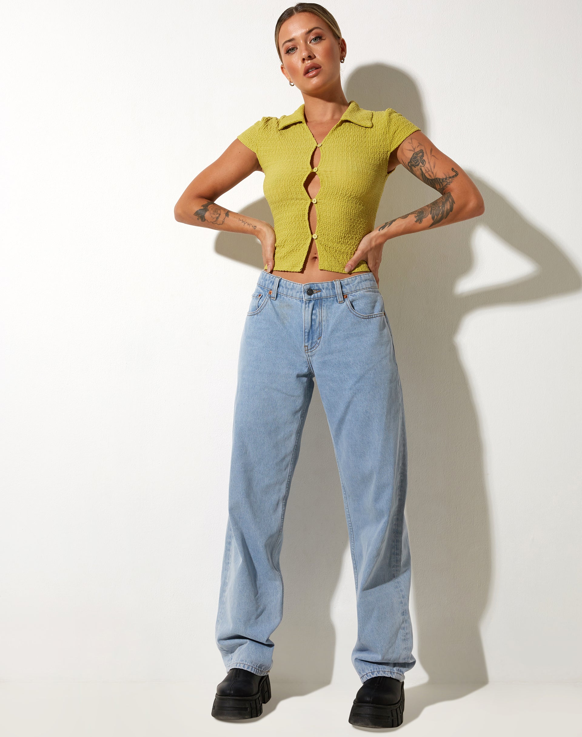 immagine di Elva Shirt in Bubble Jersey Olive Oil