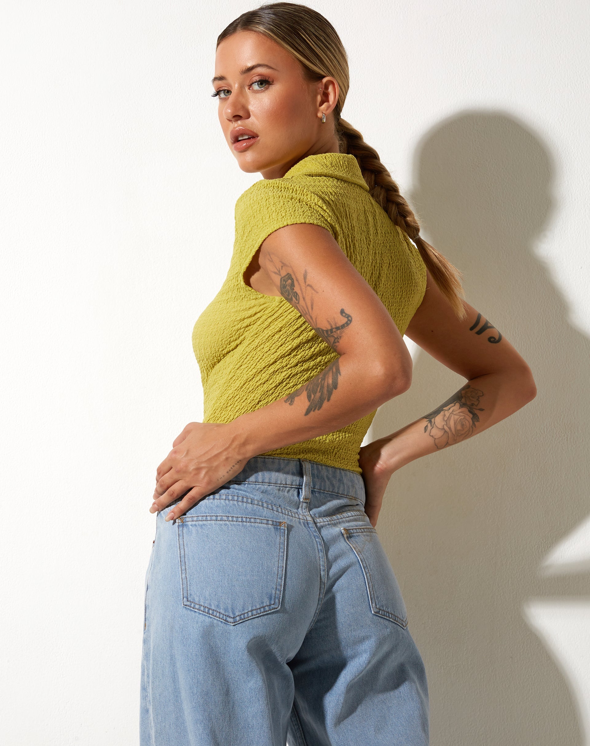 immagine di Elva Shirt in Bubble Jersey Olive Oil