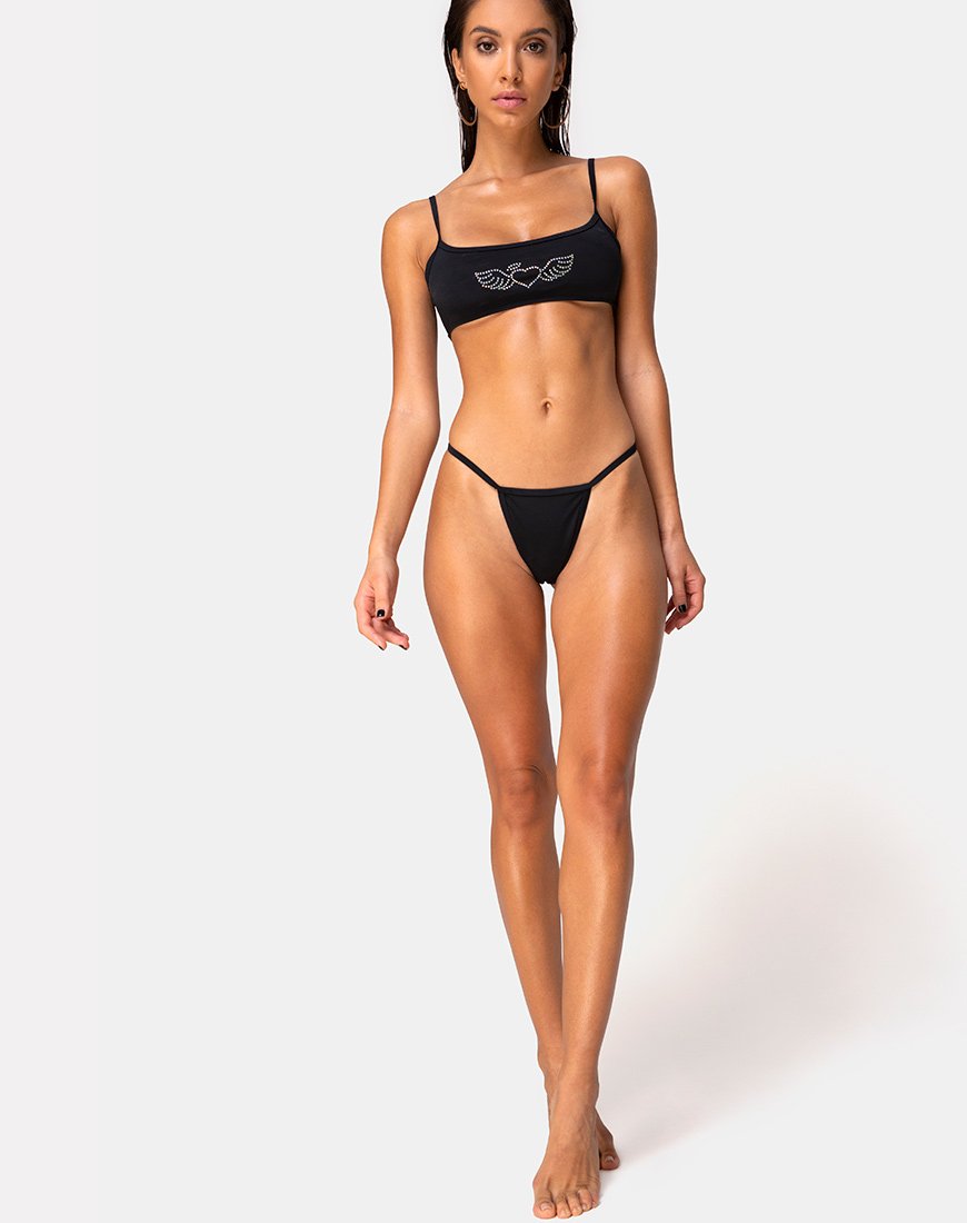 Immagine di Elvina Bikini Top in nero opaco con diamanti