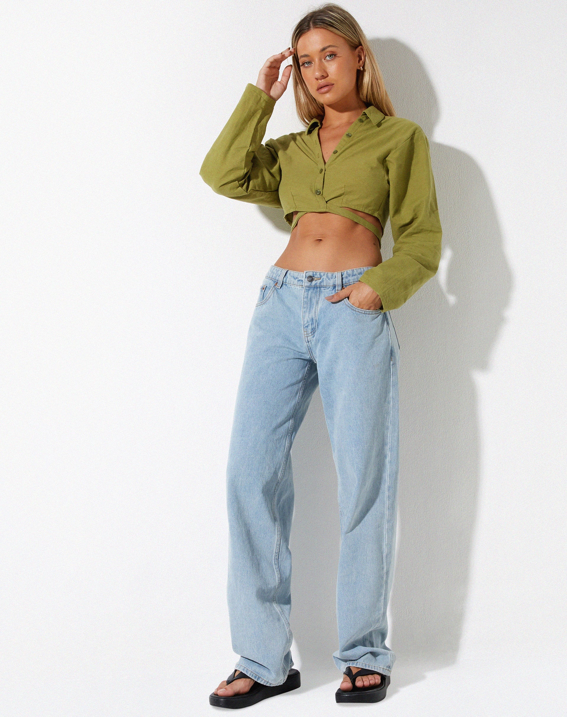 immagine di Elyse Crop Top in Lino Verde Rami