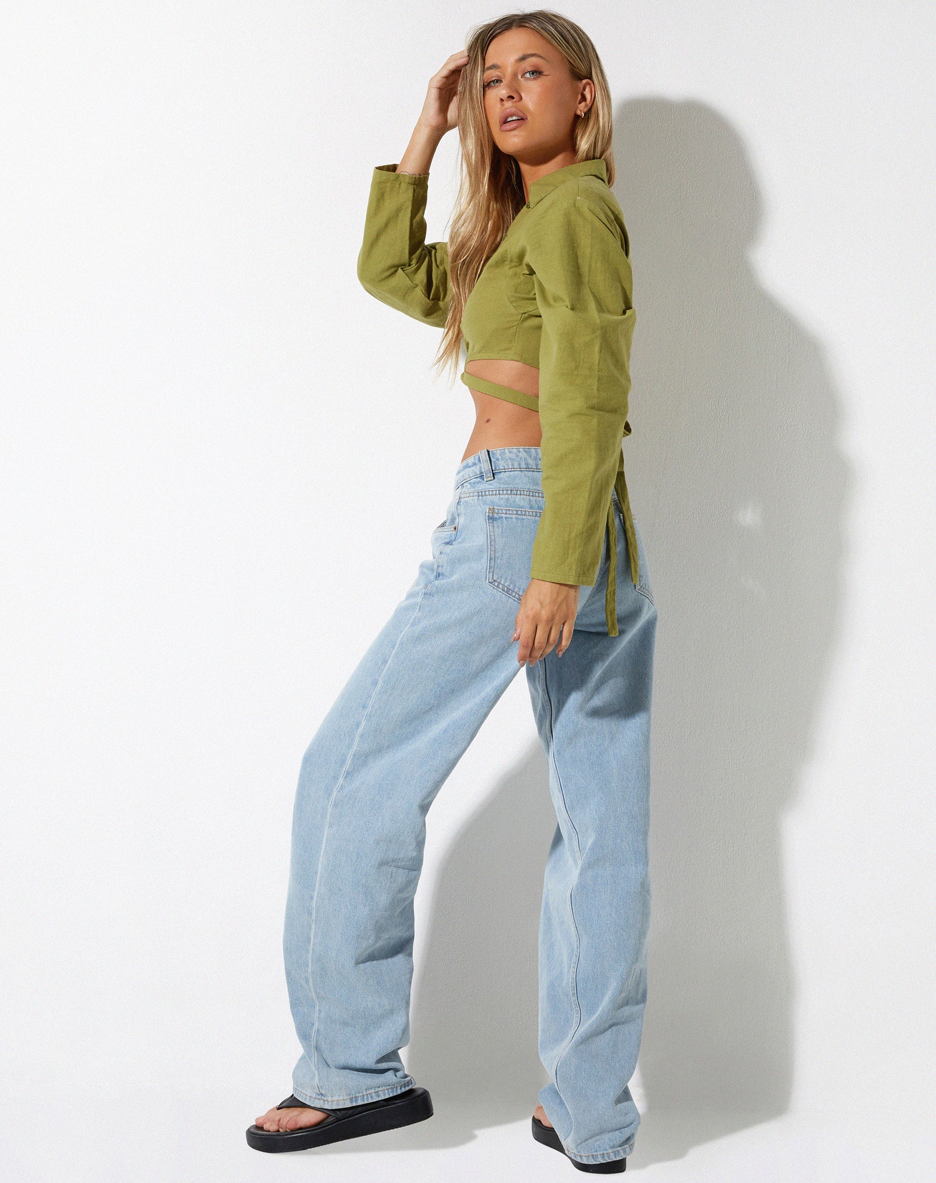 immagine di Elyse Crop Top in Lino Verde Rami