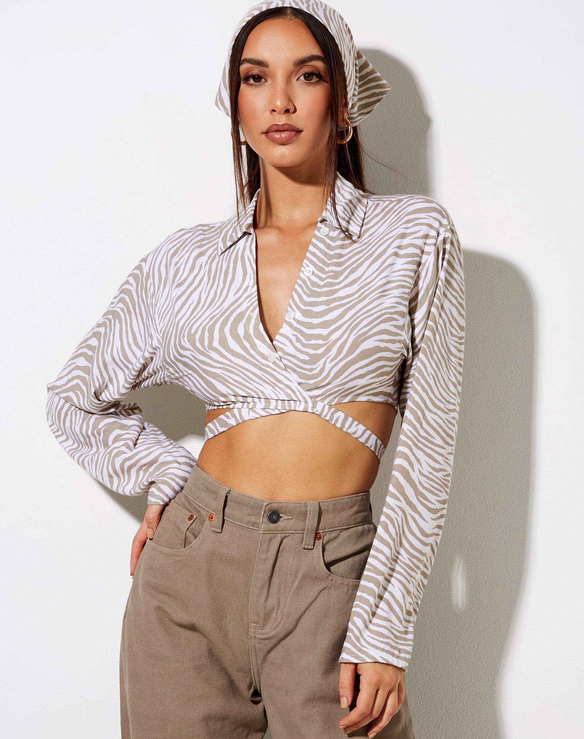 Immagine di Elyse Crop Top in tonalità zebra