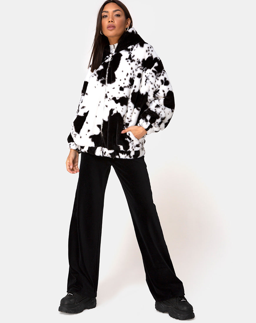 Immagine della giacca Emerson in pelle di mucca in bianco e nero
