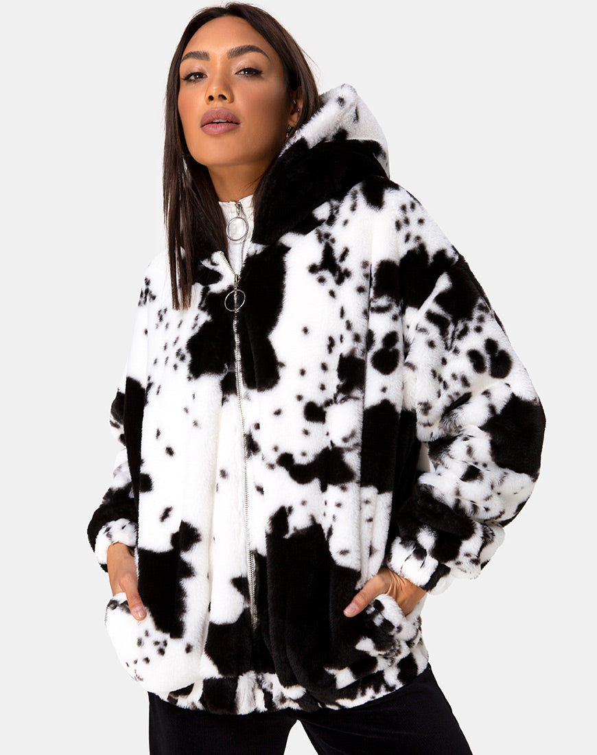 Immagine della giacca Emerson in pelle di mucca in bianco e nero