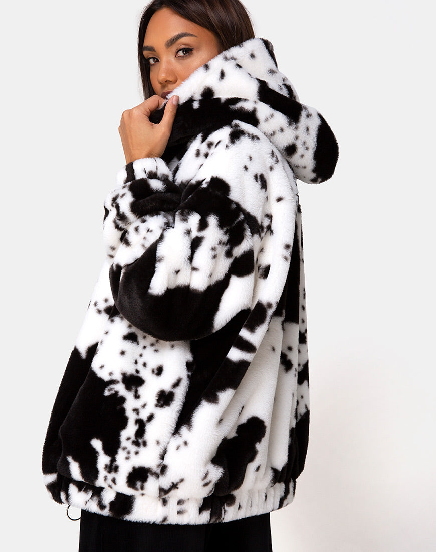 Immagine della giacca Emerson in pelle di mucca in bianco e nero