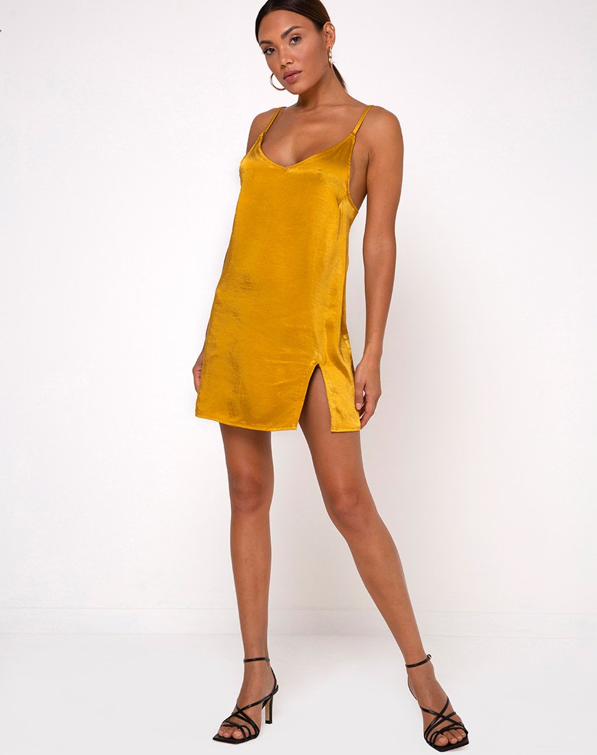 Immagine di Emilia Slip Dress in satin Turmeric