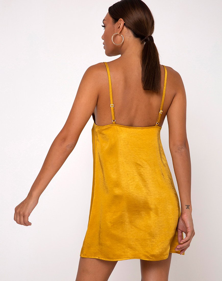Emilia Slip Dress in raso color curcuma