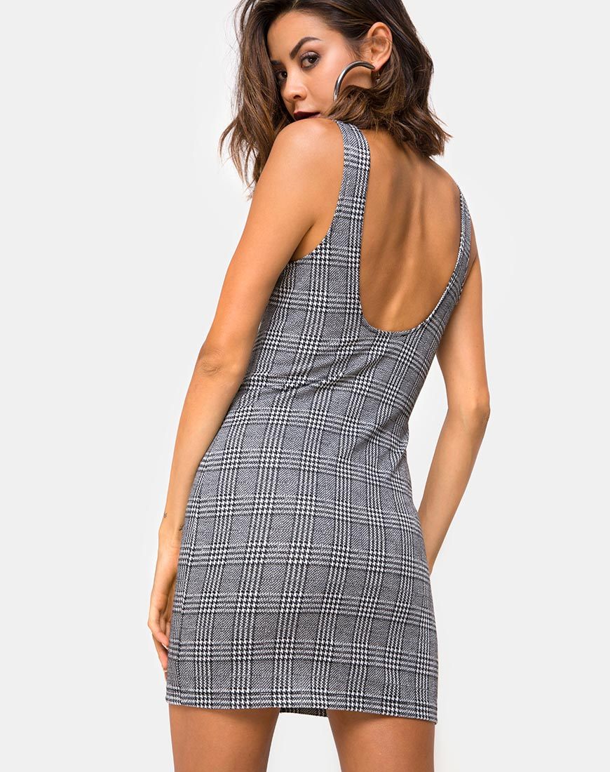 Immagine di Ena Bodycon Dress in gancio e occhio Charles Check