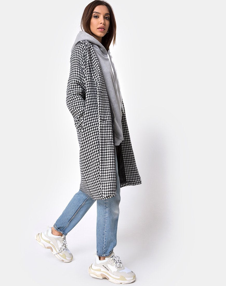 Cappotto Ernest in pied-de-poule check bianco e nero