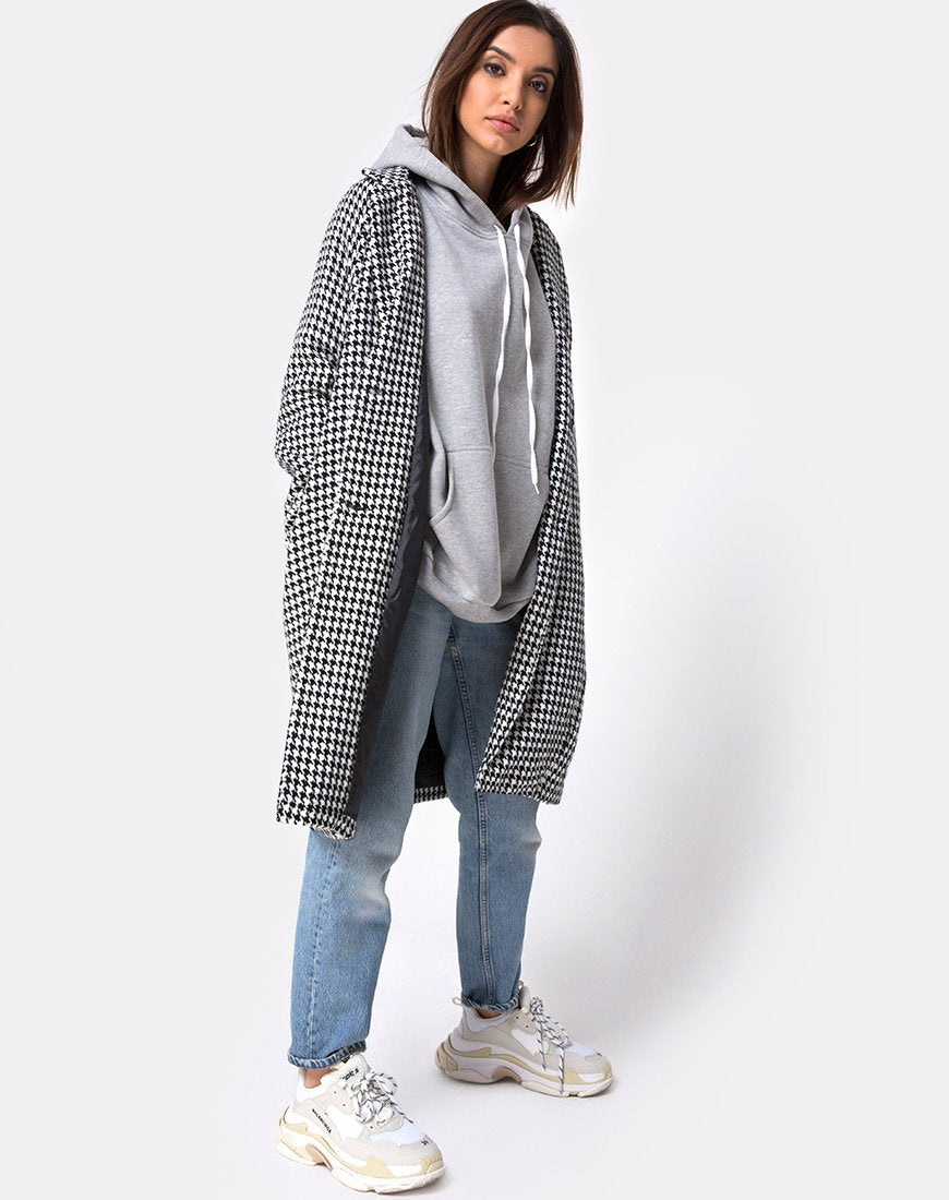 Cappotto Ernest in pied-de-poule check bianco e nero