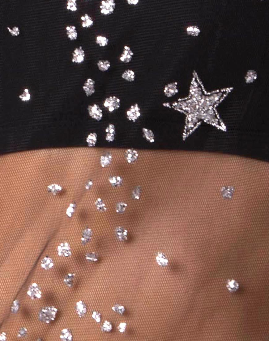 Immagine di Ether Top a maniche lunghe in argento su rete glitterata