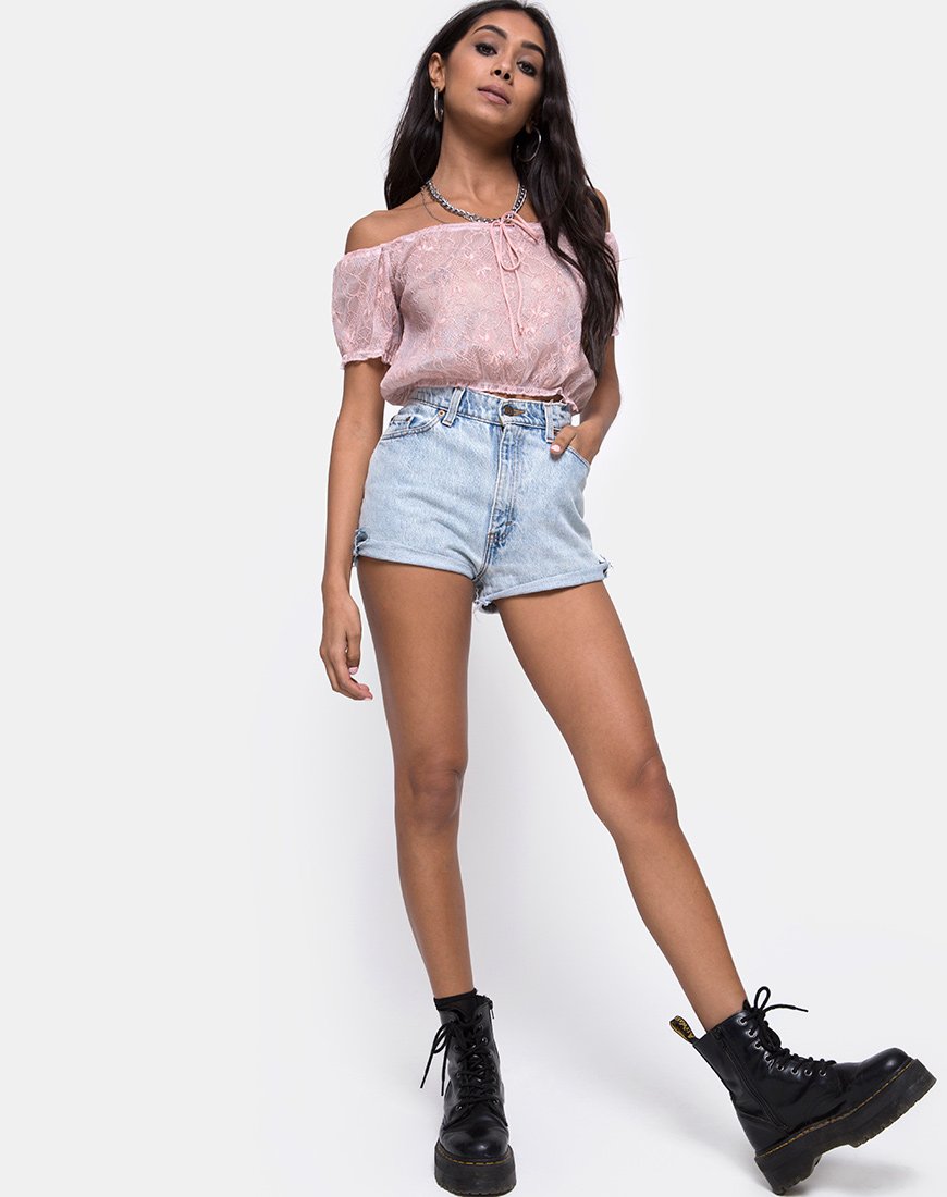 Immagine di Eva Crop Top in pizzo rosa