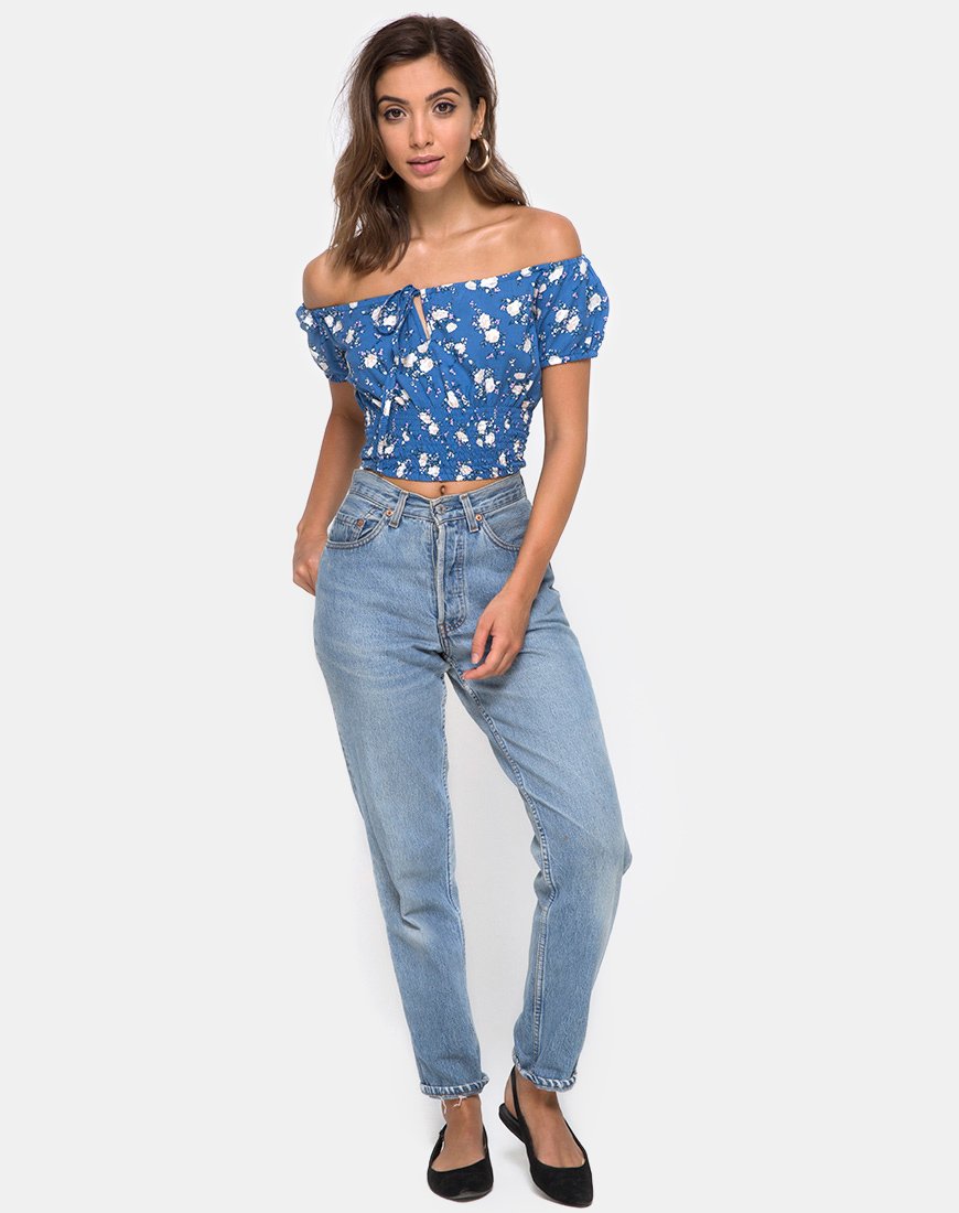 Immagine di Evane Crop Top in Soheila Floral Blu