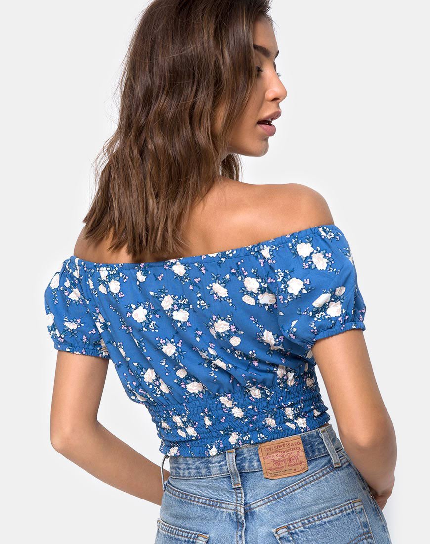 Immagine di Evane Crop Top in Soheila Floral Blu