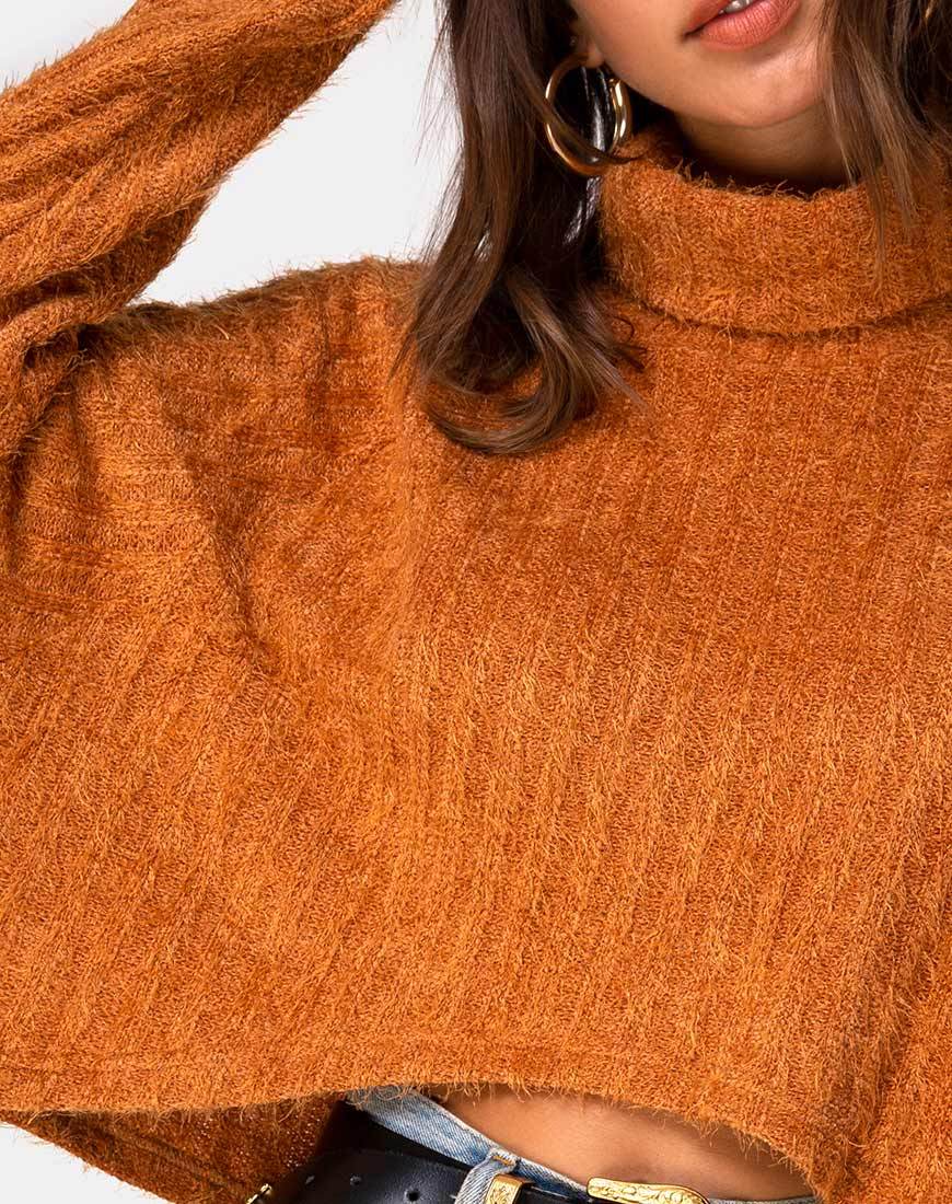 Immagine della felpa Evie Cropped in maglia ruggine
