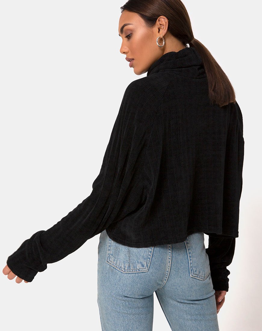 Felpa Evie Cropped in ciniglia nera