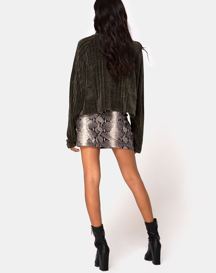 Immagine di Evie, maglione cropped in ciniglia color cachi