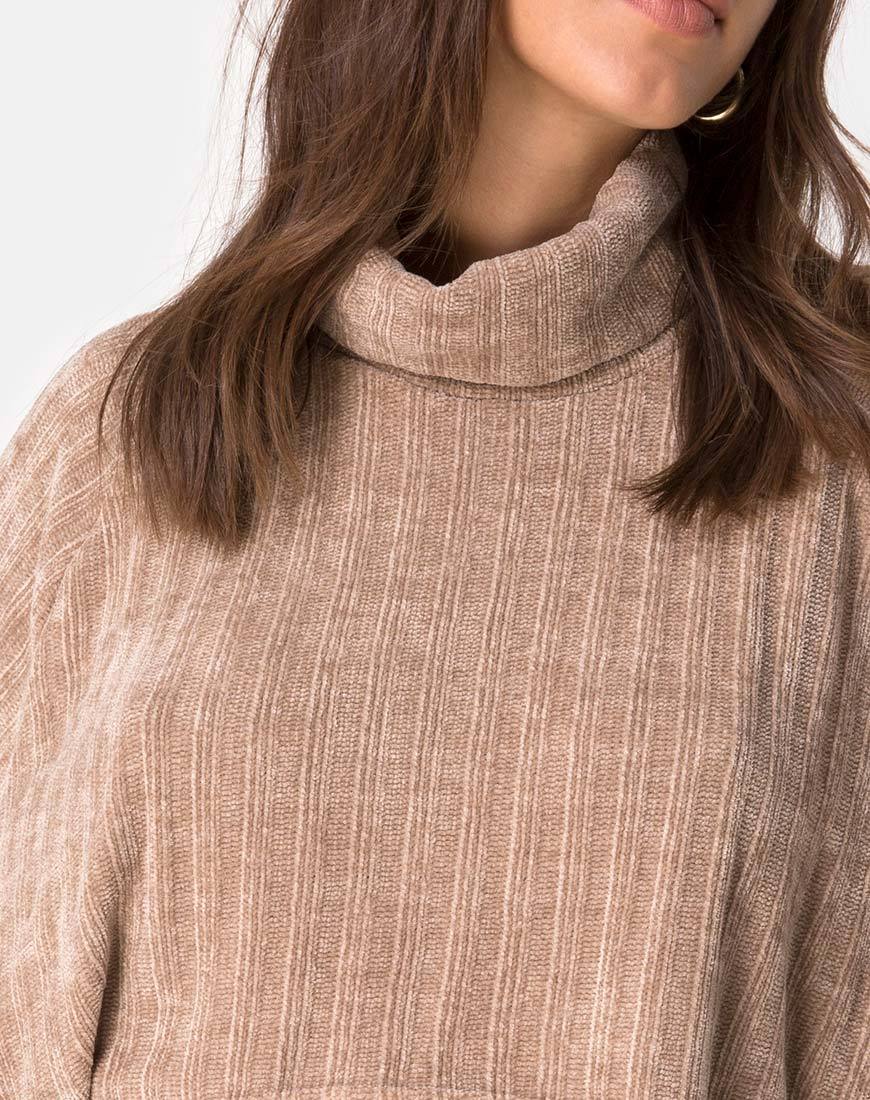 Immagine della felpa Evie Cropped in ciniglia Tan