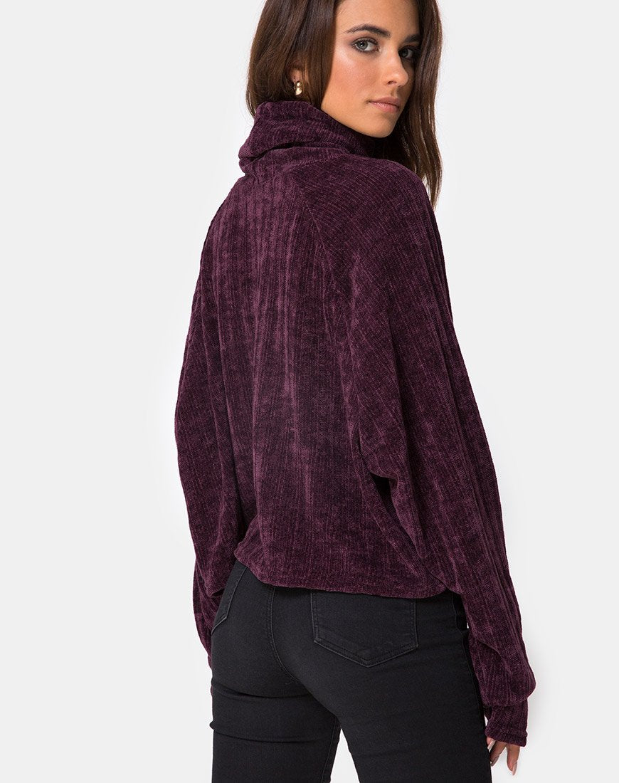 Immagine della felpa Evie Cropped in ciniglia Plum