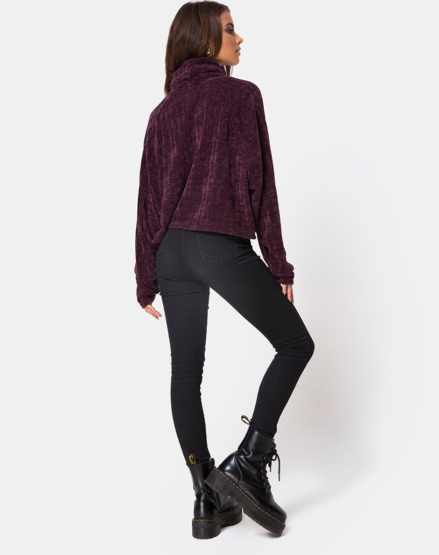 Immagine della felpa Evie Cropped in ciniglia Plum