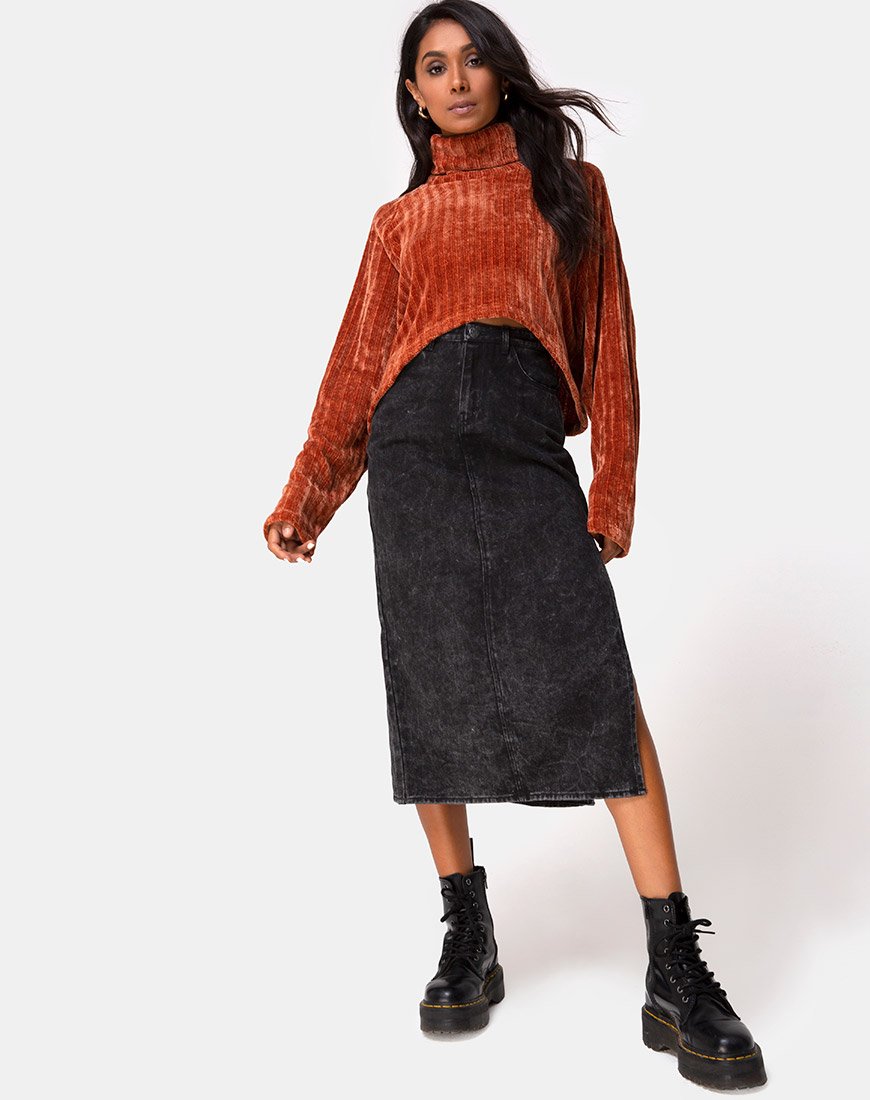 Immagine di Evie - Maglione a pieghe in ciniglia color ruggine