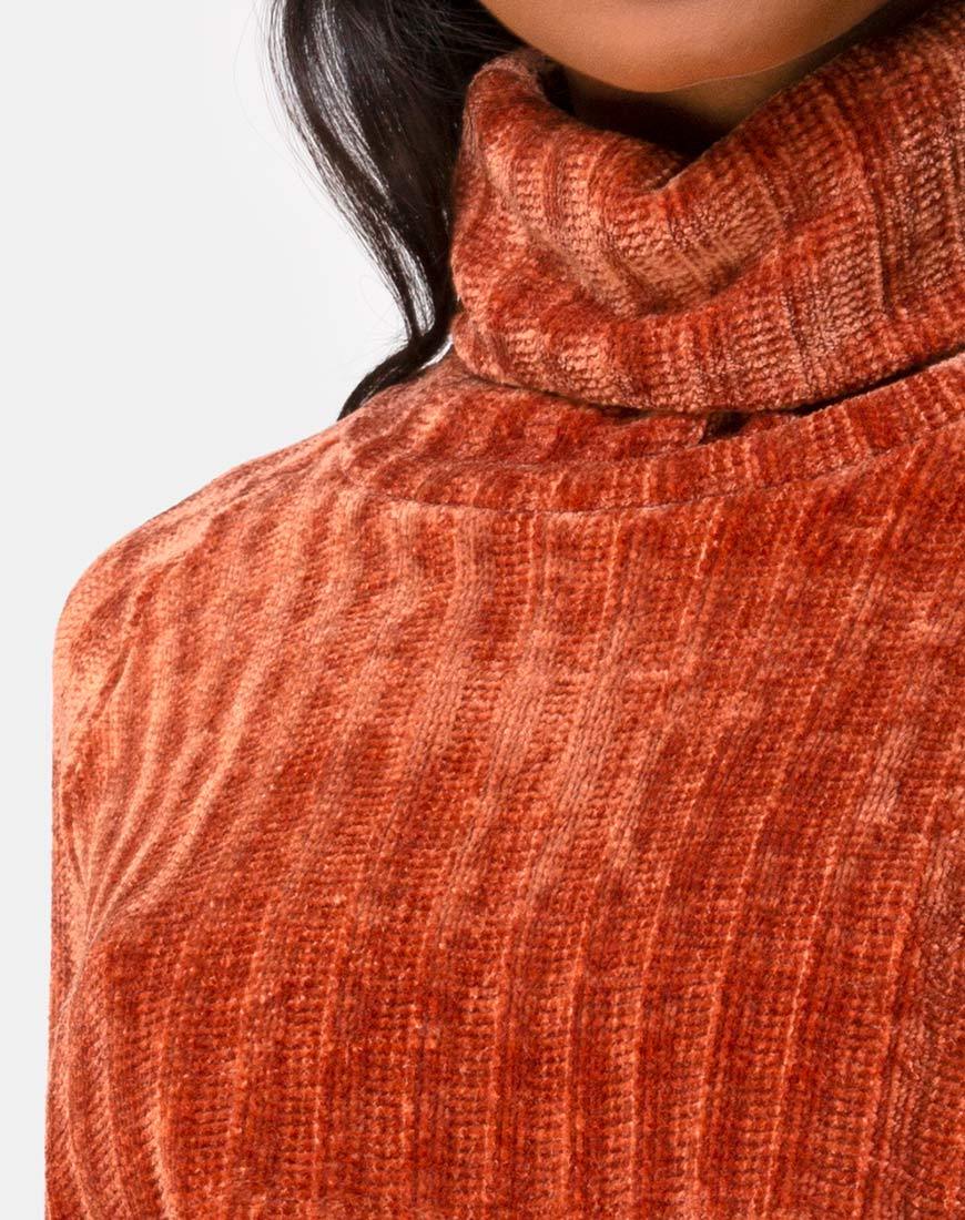 Immagine di Evie - Maglione a pieghe in ciniglia color ruggine