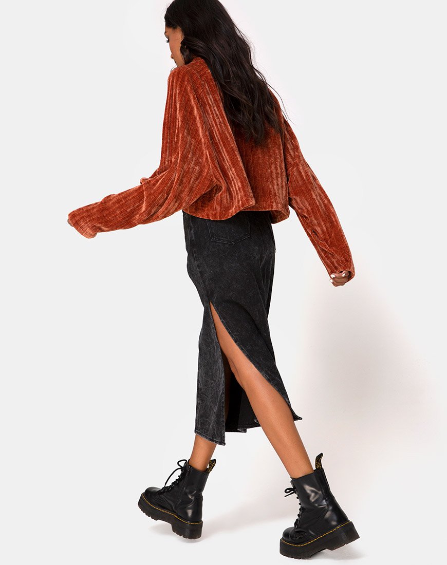 Immagine di Evie - Maglione a pieghe in ciniglia color ruggine