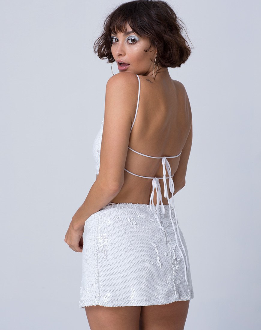 Immagine di Ewi Gonna in Fishcale Sequin Bianco Matte