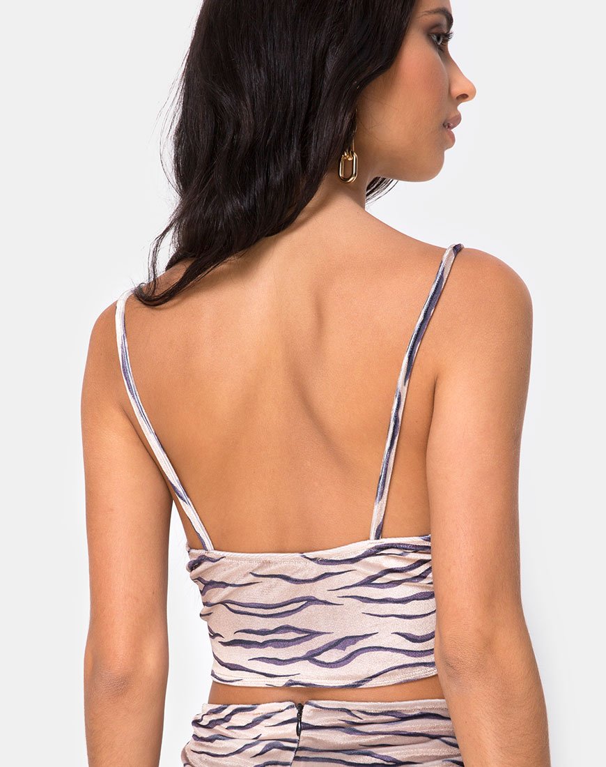Bralet cropped Dyrilla in velluto Golden Tiger