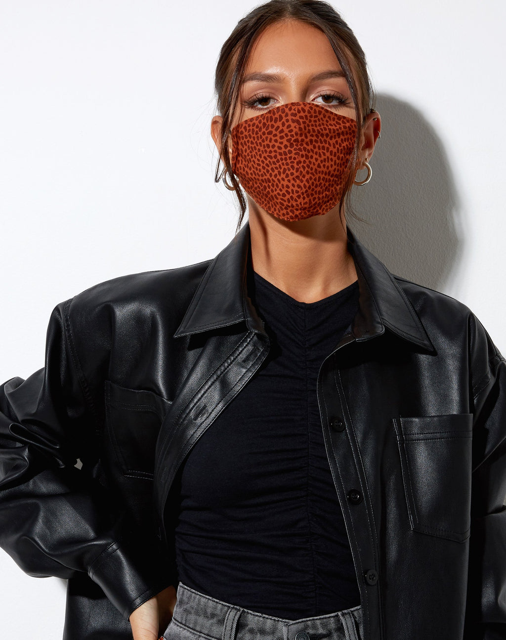 Maschera viso in Mini Croc Brown