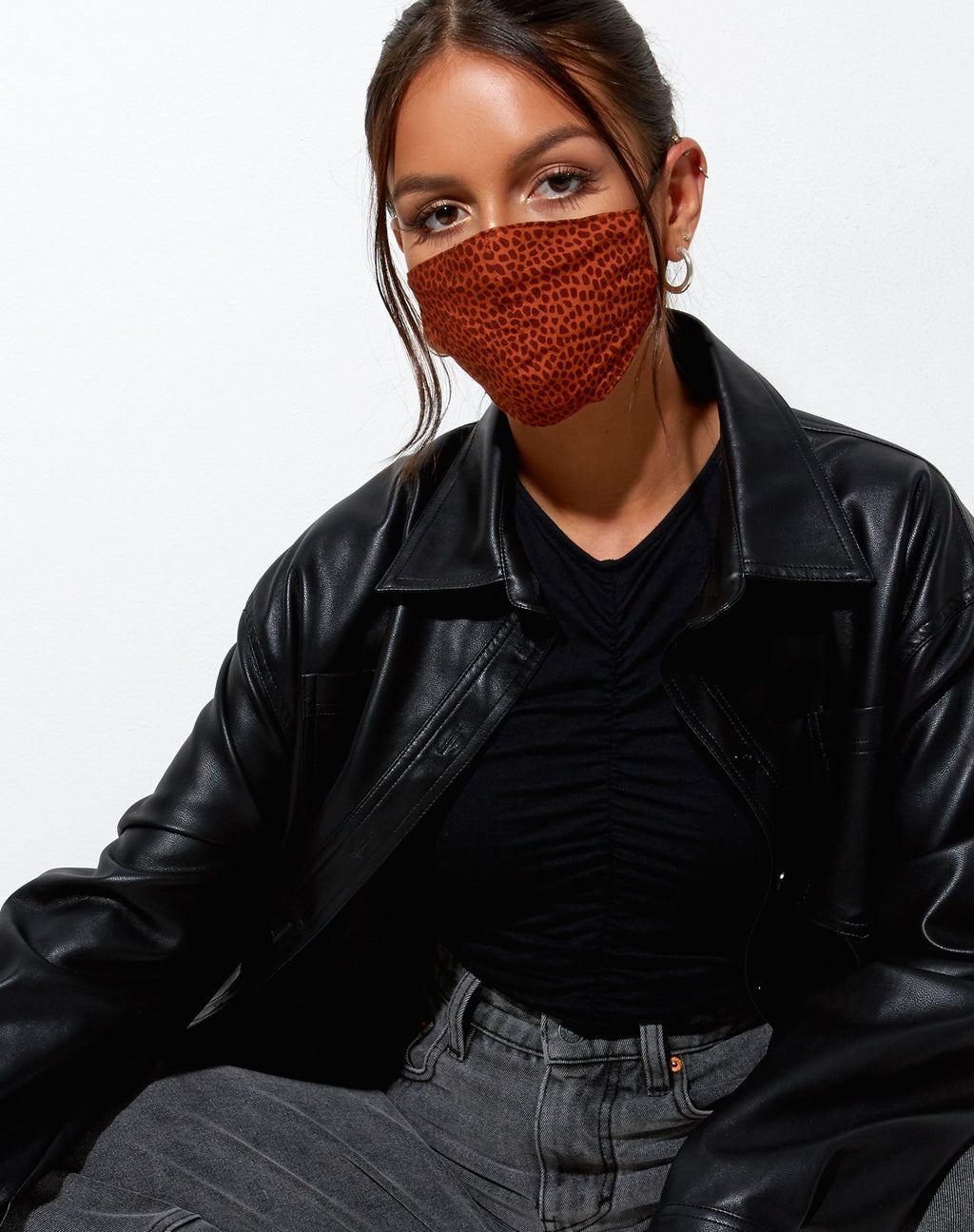 Maschera viso in Mini Croc Brown