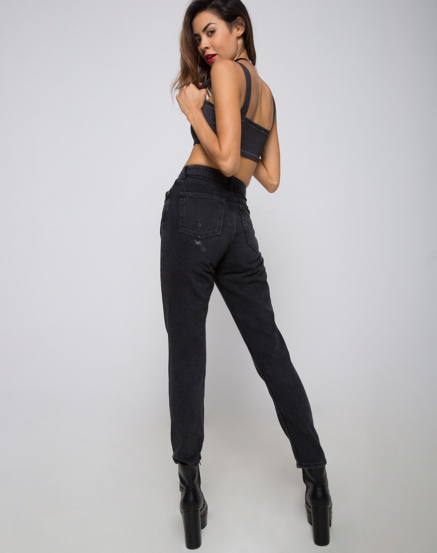 Immagine di Fallon Crop Top in Denim Nero