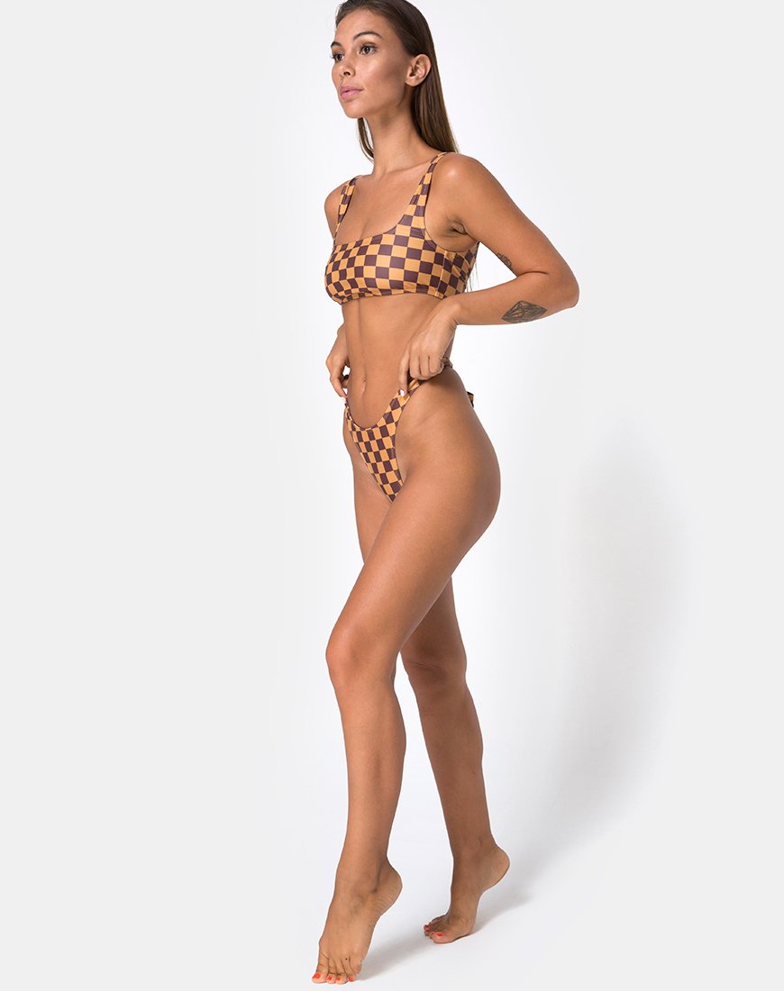 Fondo bikini Farida in Mocha Checker