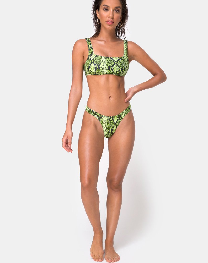 Immagine di Farida Bikini Top in Slime Lime Snake