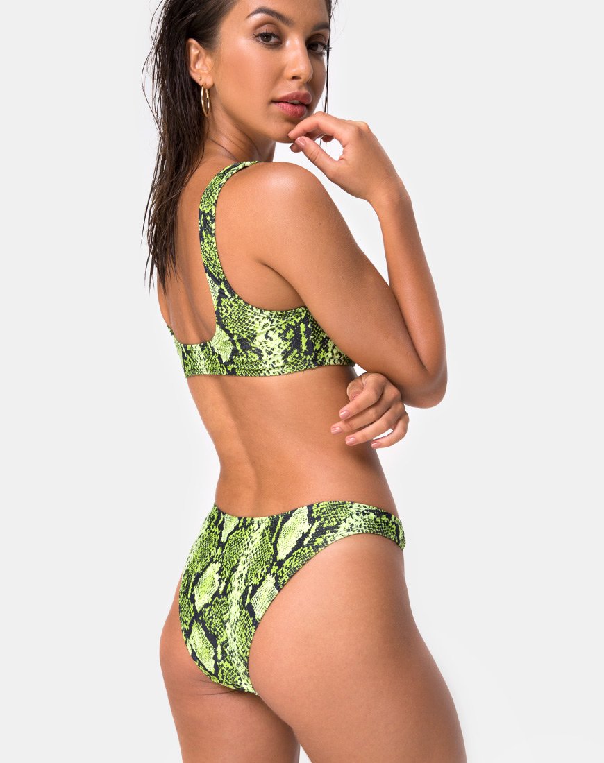Immagine di Farida Bikini Top in Slime Lime Snake