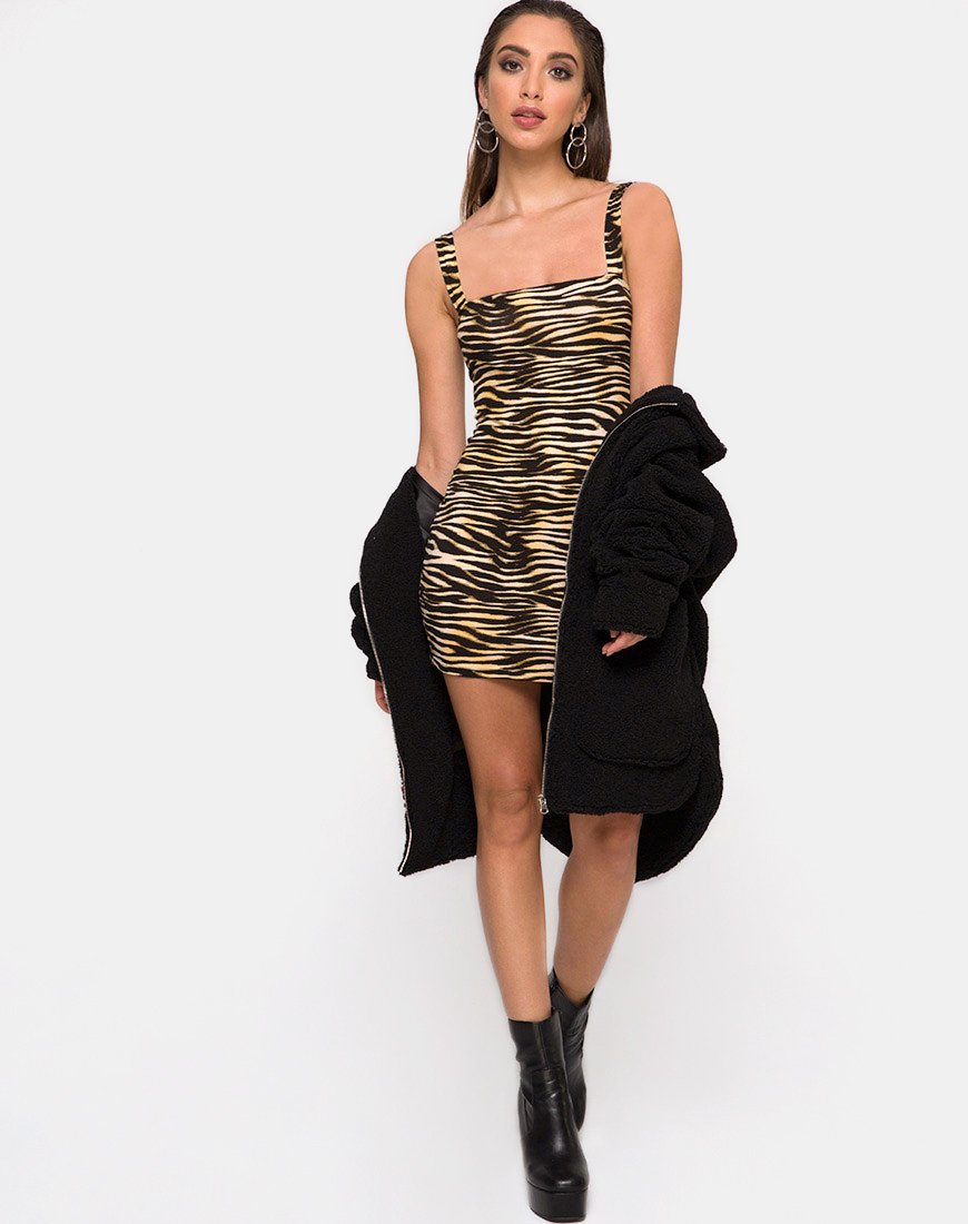 Immagine di Farlie Abito Bodycon in Zips Zebra Brown