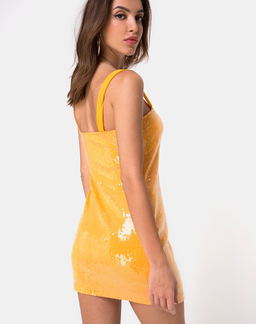 Immagine di Farlie Bodycon Dress in mandarino con paillettes trasparenti