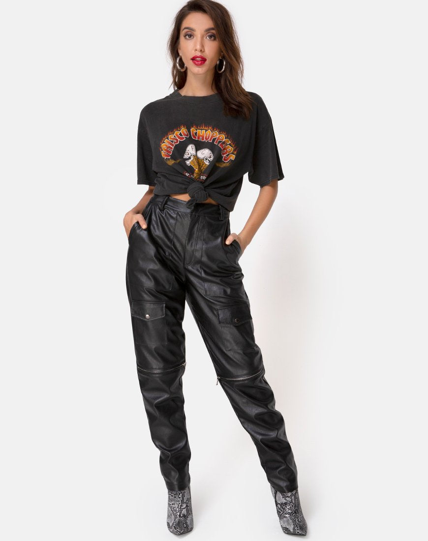 Pantaloni in PU Faroe in nero