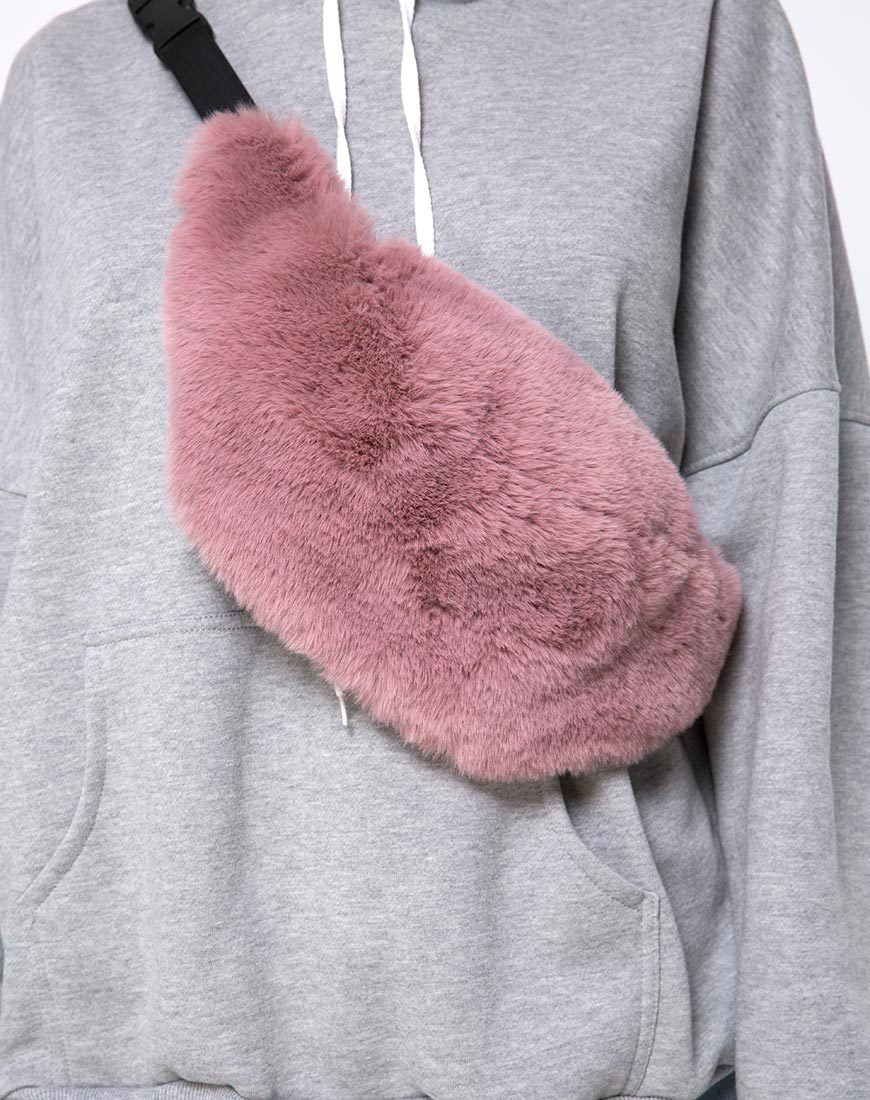 Immagine del marsupio in pelliccia rosa