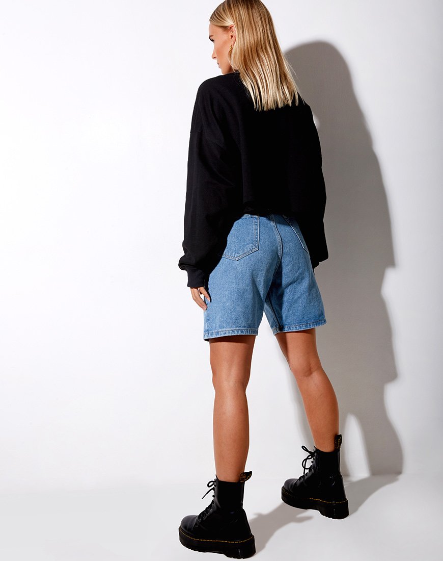 Immagine di Fawly Crop Top in nero Angel Embro in verde neon