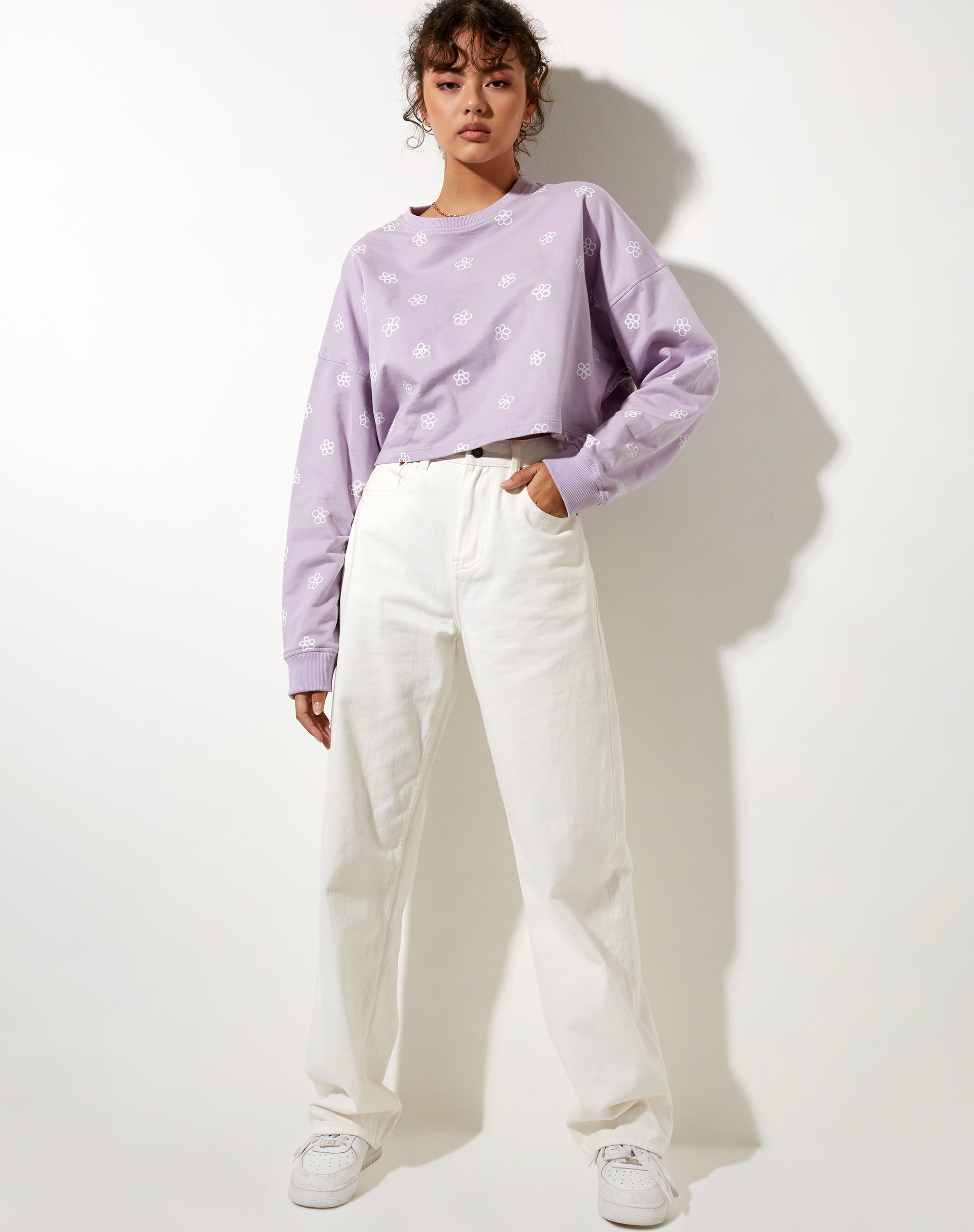 Immagine di Fawly Crop Top in fiore piccolo Graffiti Lilac
