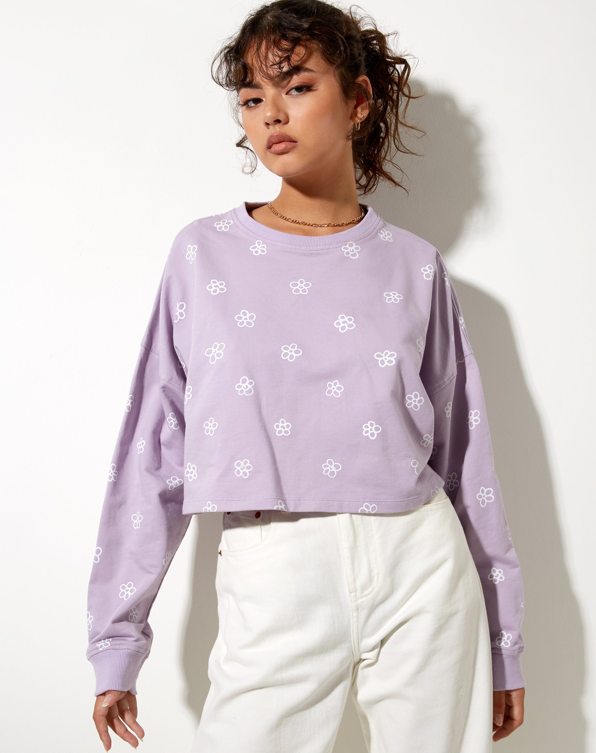 Immagine di Fawly Crop Top in fiore piccolo Graffiti Lilac