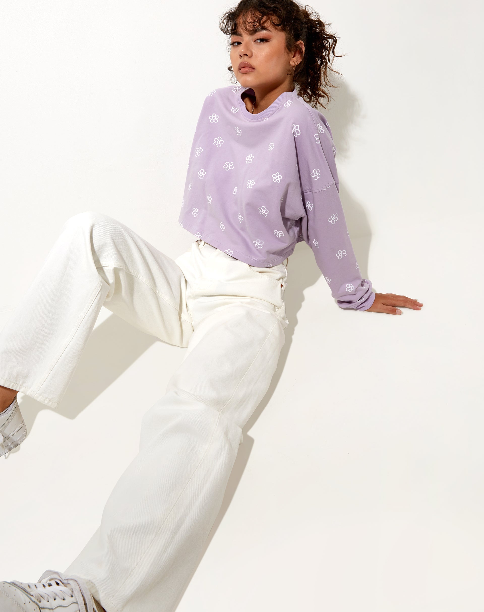 Immagine di Fawly Crop Top in fiore piccolo Graffiti Lilac