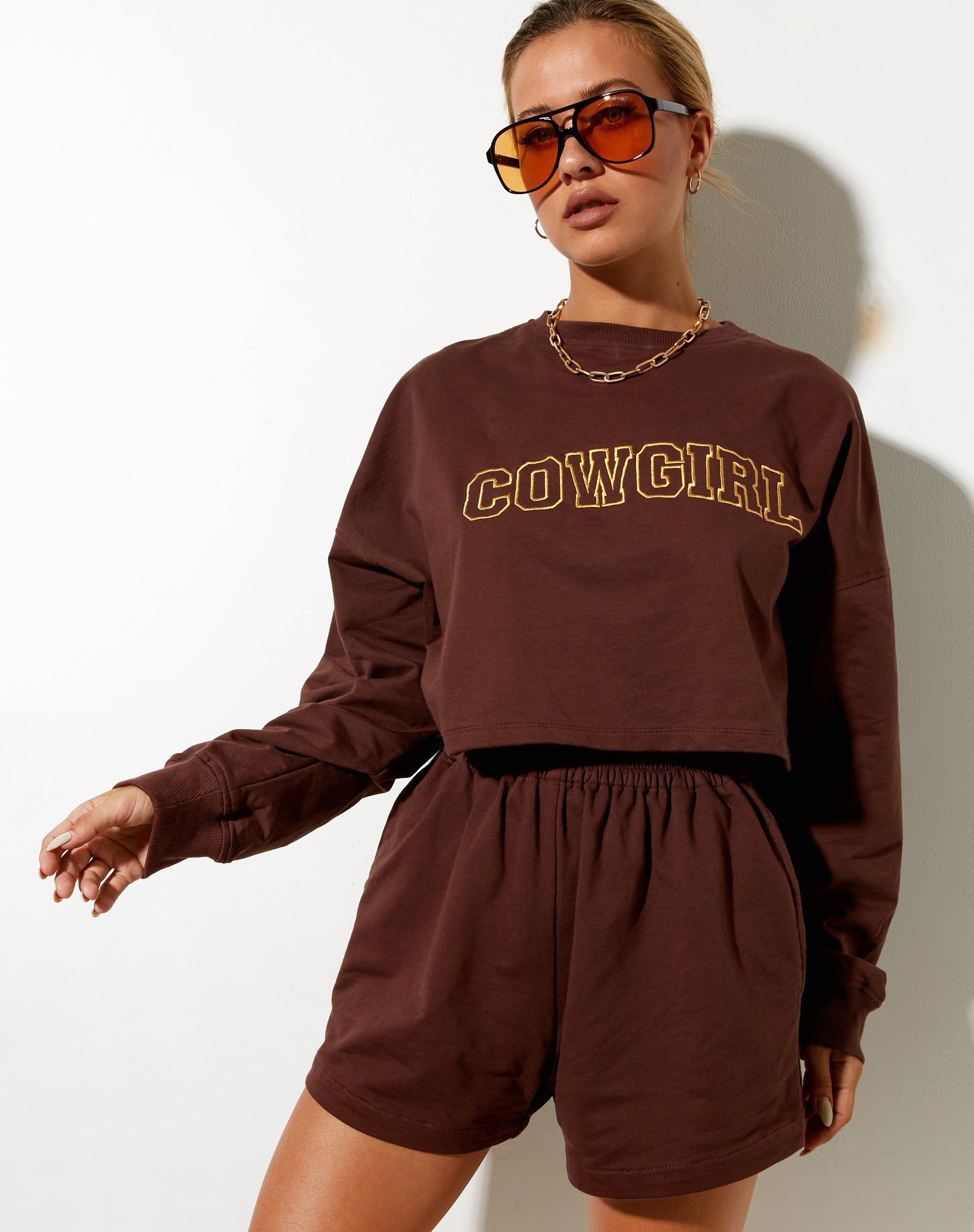 Immagine di Fawly Crop Top in mogano profondo Cowgirl Embro