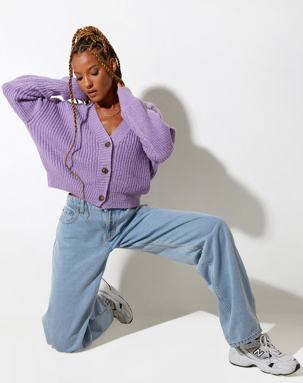 Cardigan Faya in maglia viola