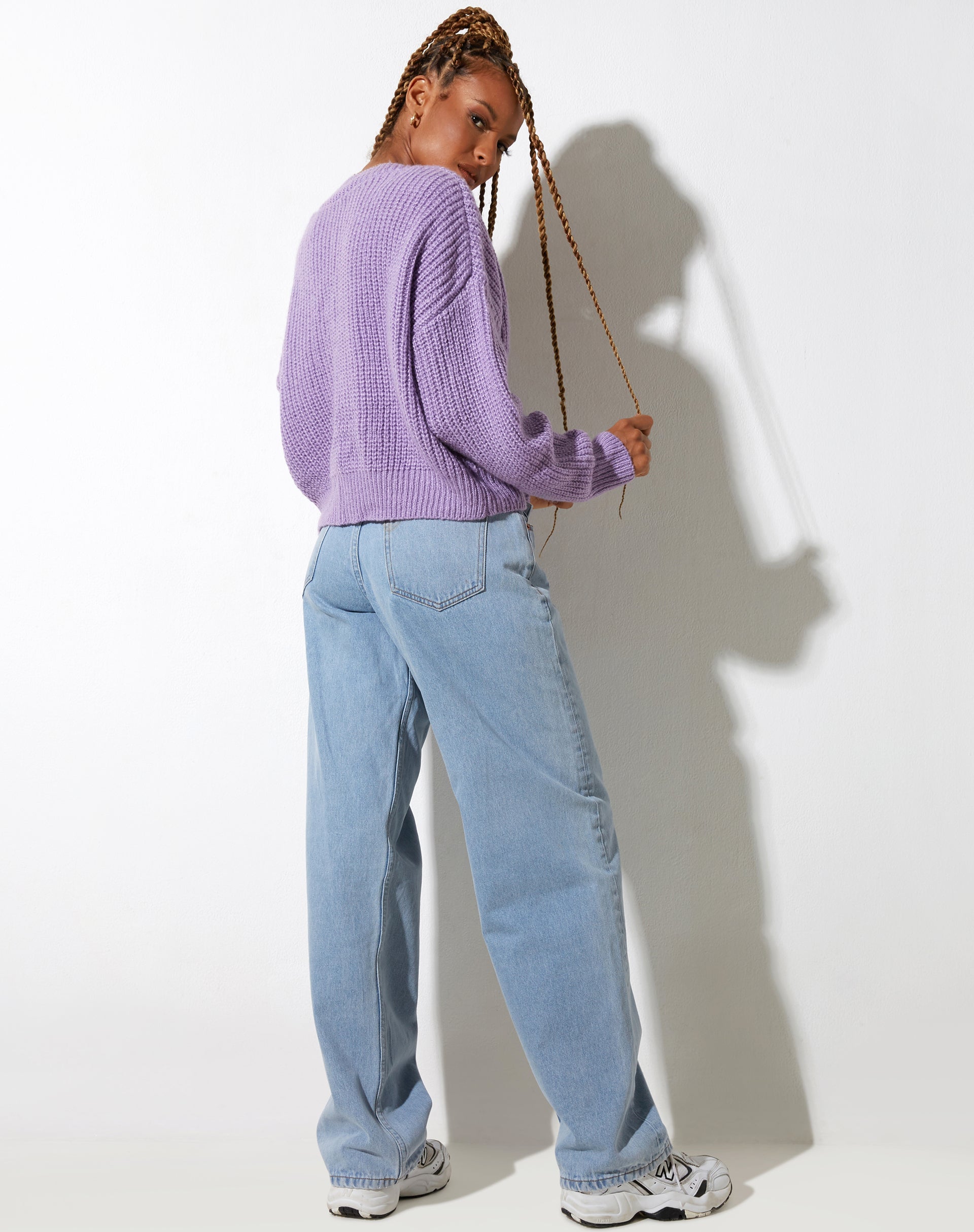 immagine del cardigan Faya in maglia viola