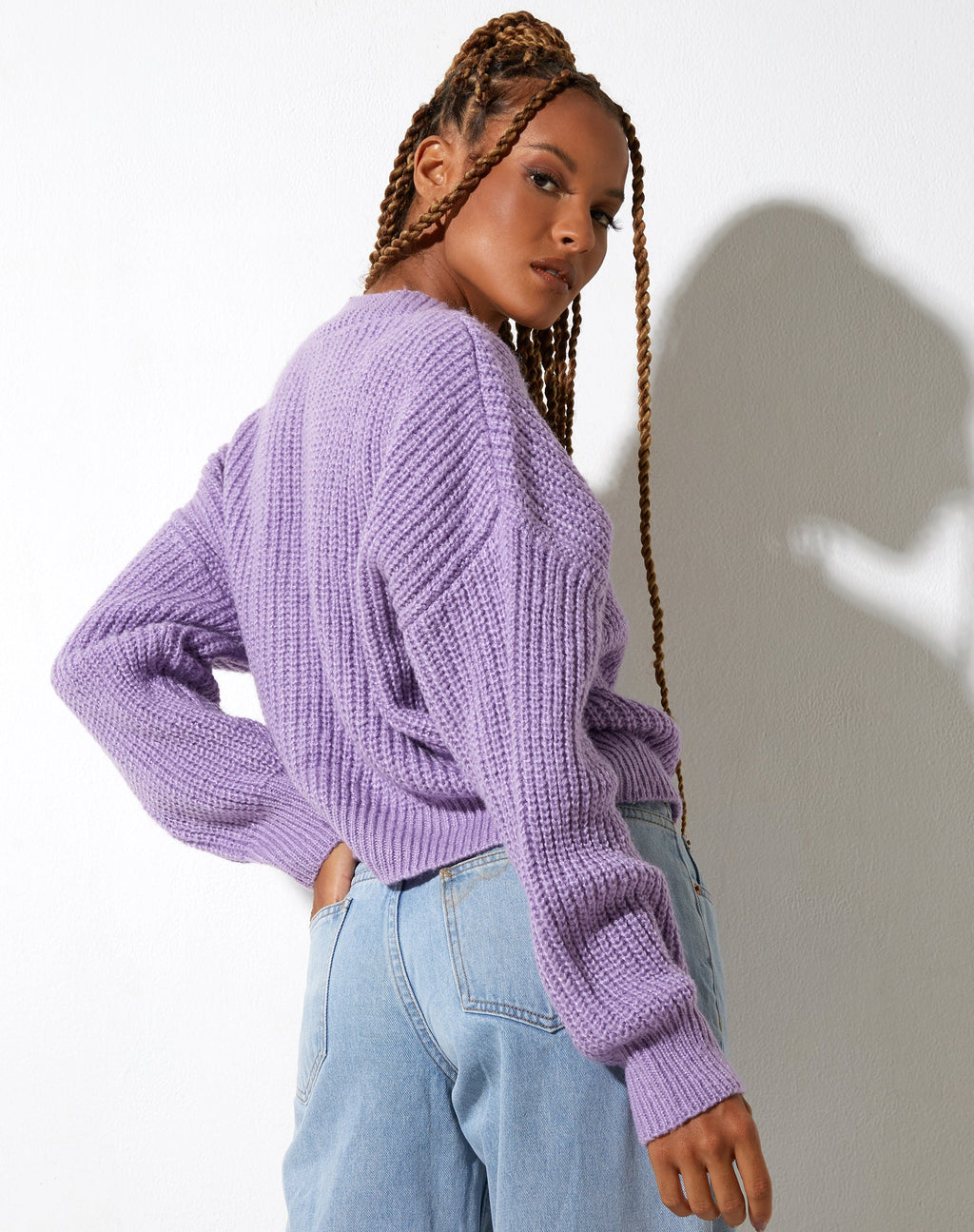 Cardigan Faya in maglia viola